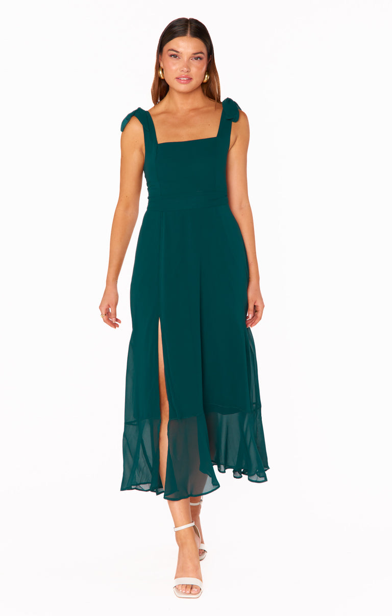claire midi dress emerald chiffon Claire Midi Dress, in Emerald Chiffon, Size: Large | Show Me Your Mumu