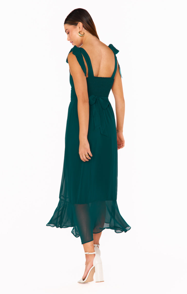 claire midi dress emerald chiffon Claire Midi Dress, in Emerald Chiffon, Size: Large | Show Me Your Mumu