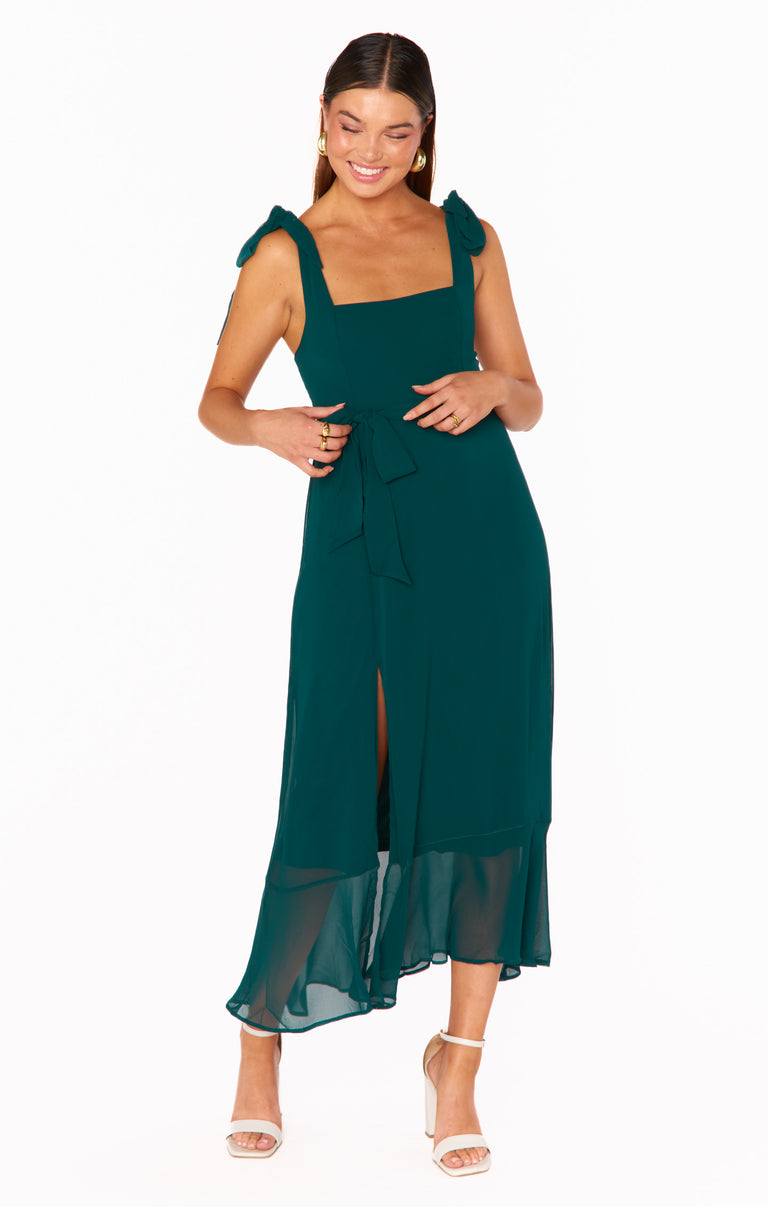 Show Me Your Mumu Dresses | Show Me Your Mumu Claire Elegant Emerald Chiffon Midi Dress | Color: Green | Size: L | Lrruiz's Closet