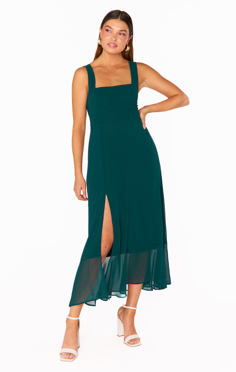 Claire Midi Dress ~ Emerald Chiffon – Show Me Your Mumu