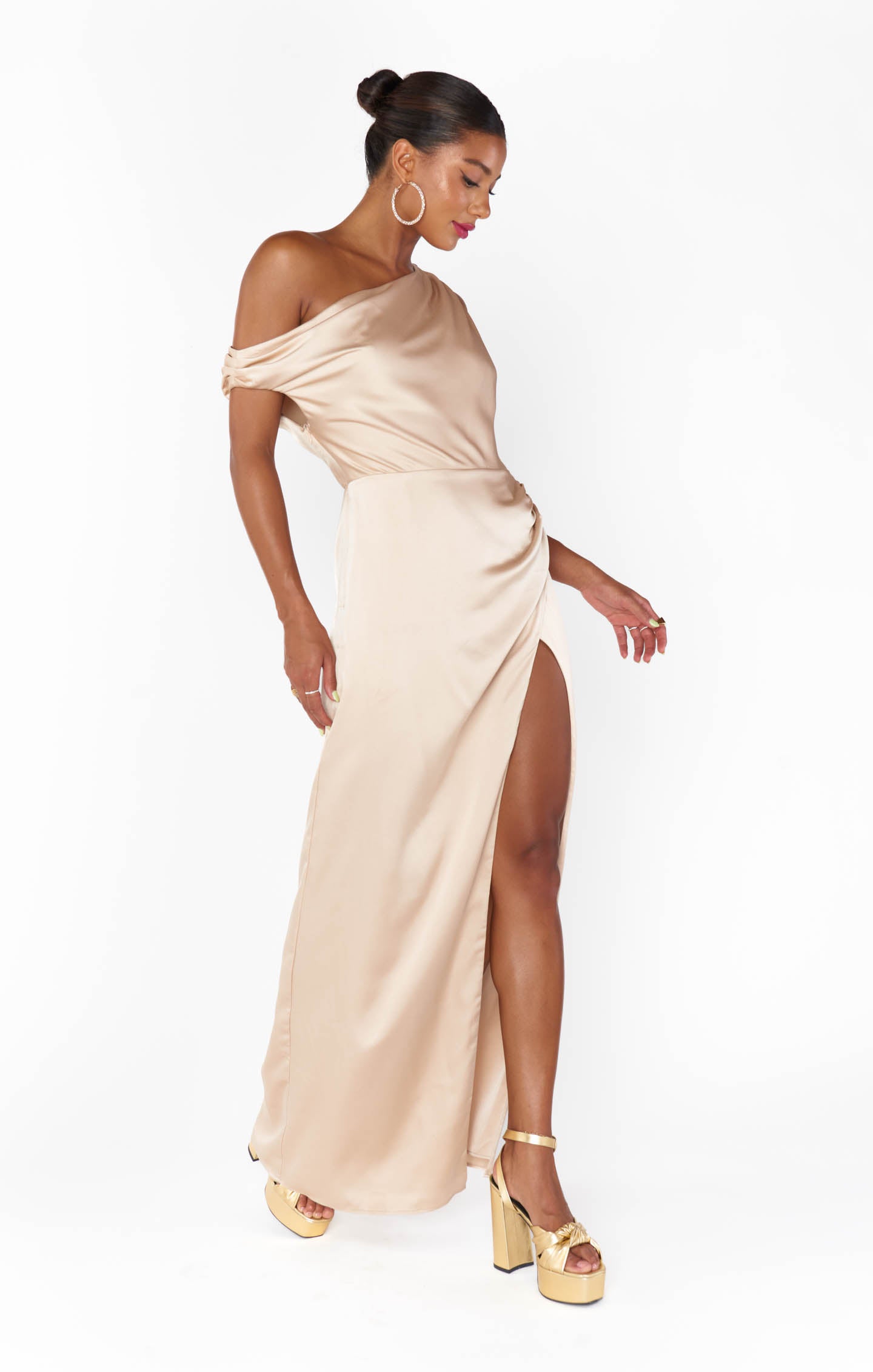 jodie dress in pink luxe satin Jodie Dress, in Dusty Purple Luxe Satin, Size: XL | Show Me Your Mumu