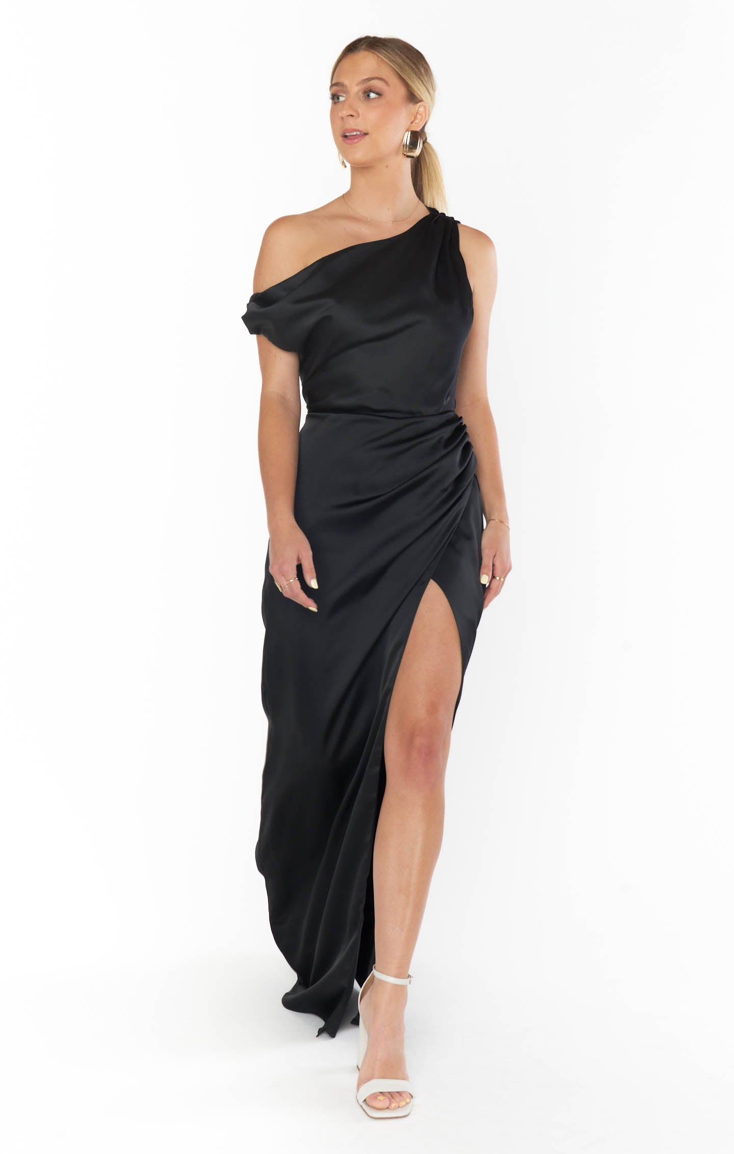 jodie dress in pink luxe satin Jodie Dress, in Rose Gold Luxe Satin, Size: Large | Show Me Your Mumu