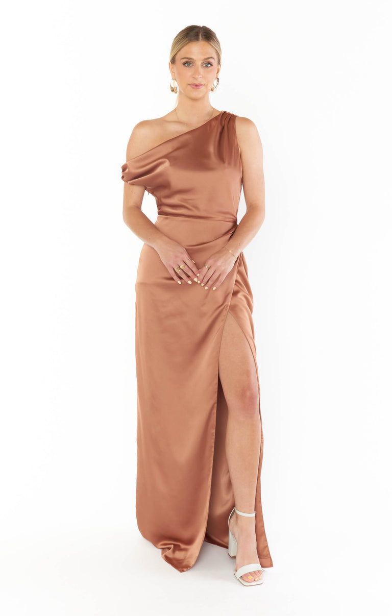 Jodie Dress, in Copper Luxe Satin, Size: Large | Show Me Your Mumu