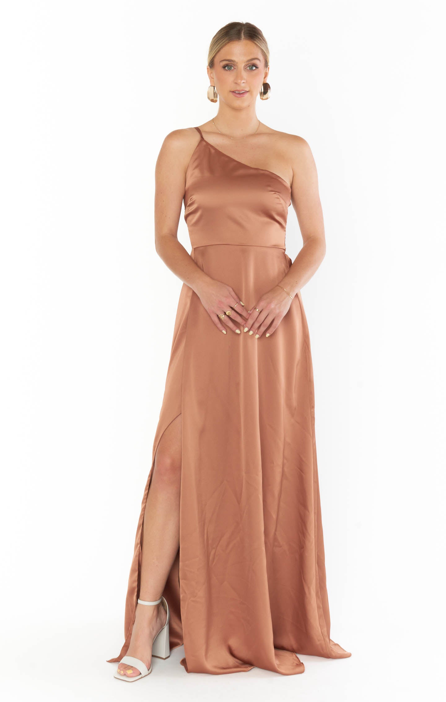 open lace back dress Shannon Galaxy Glitter One Shoulder Ruffle Floor Length Dress