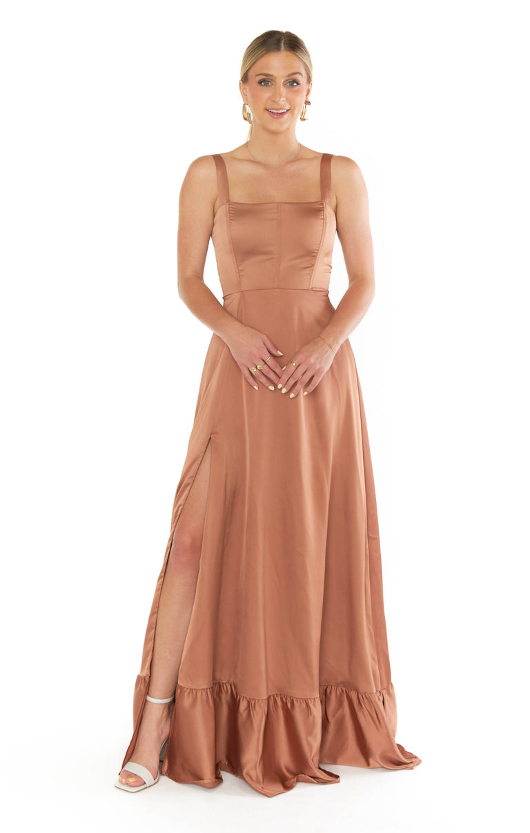 Clarissa Corset Dress, in Copper Luxe Satin | Show Me Your Mumu