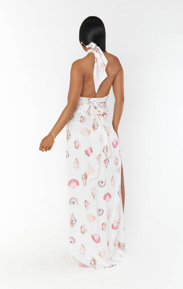 Adele Halter Maxi Dress ~ White Shell Luxe Satin – Show Me Your Mumu
