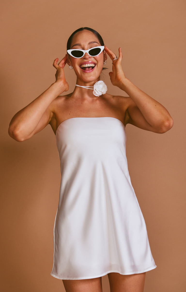 micro mini tube dress Taylor Tube Mini Dress, in Ivory Luxe Satin, Size: 2XL