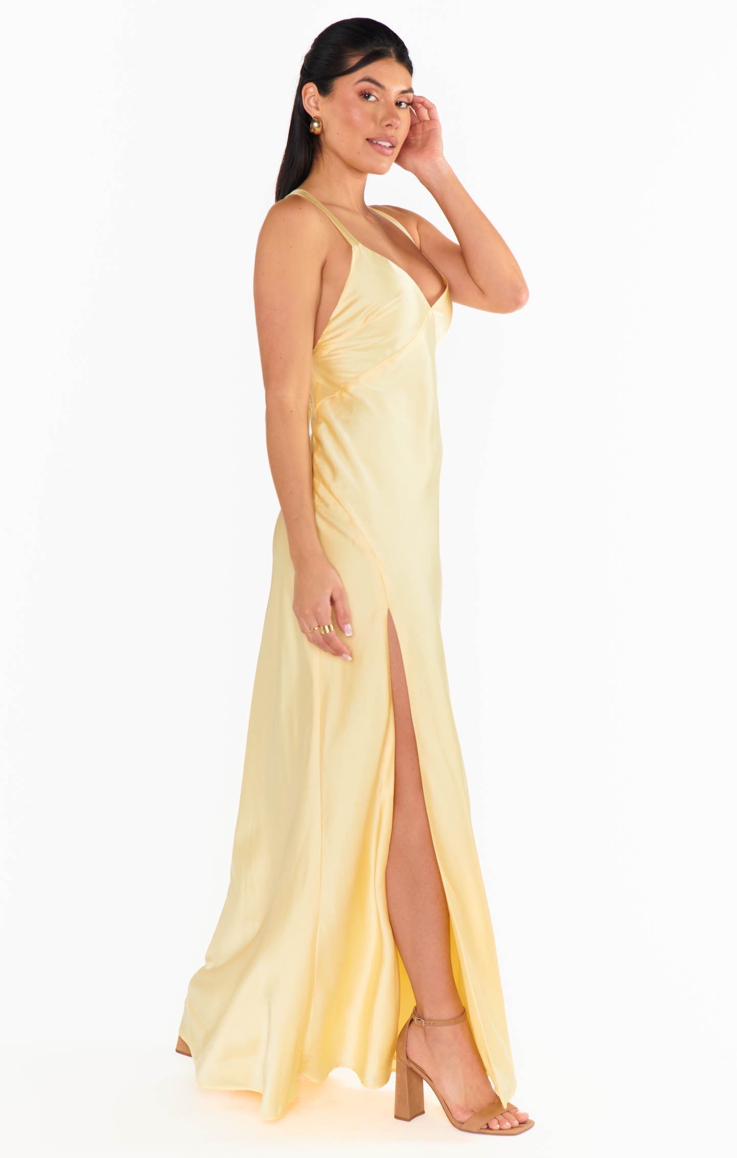 chinese dress ladies Anderson Maxi Dress, in Champagne Luxe Satin, Size: XL | Show Me Your Mumu main image 1