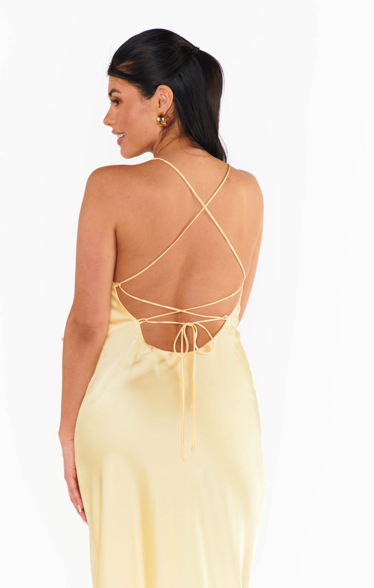 Dani Slip Dress, in Pale Yellow Luxe Satin | Show Me Your Mumu