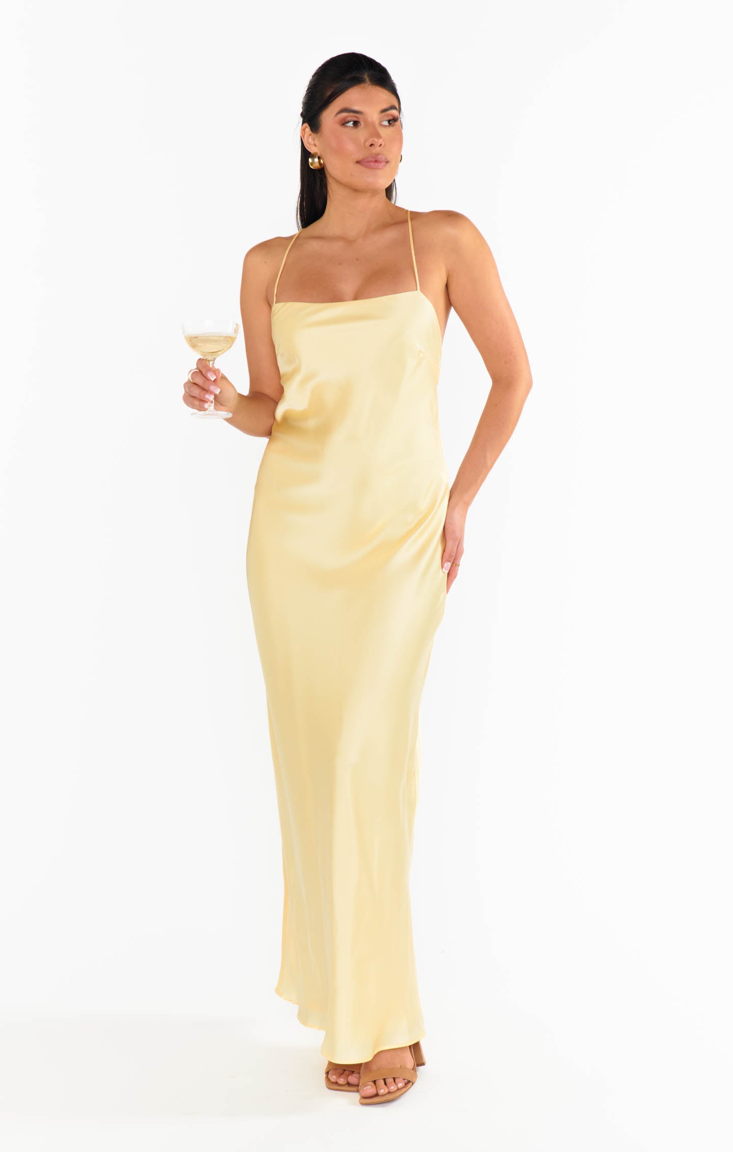 Pale yellow slip fashion dress