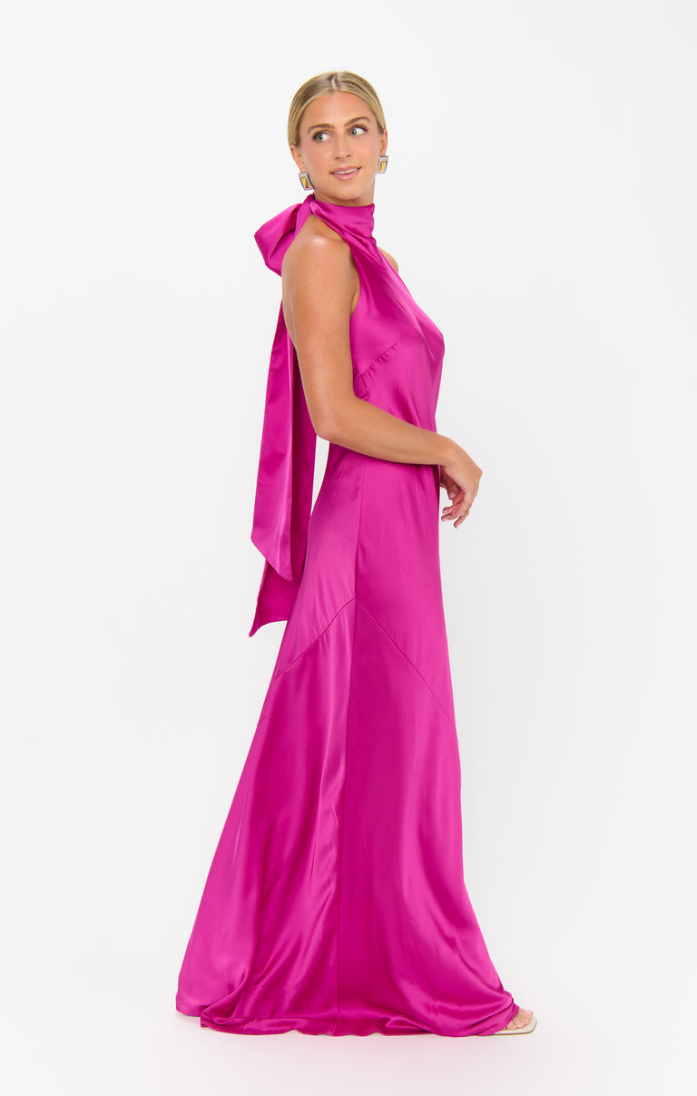 Lisa Maxi Dress, in Rich Magenta Luxe Satin, Size: Small | Show Me Your Mumu Lisa Maxi Dress, in Rich Magenta Luxe Satin, Size: Small | Show Me Your Mumu