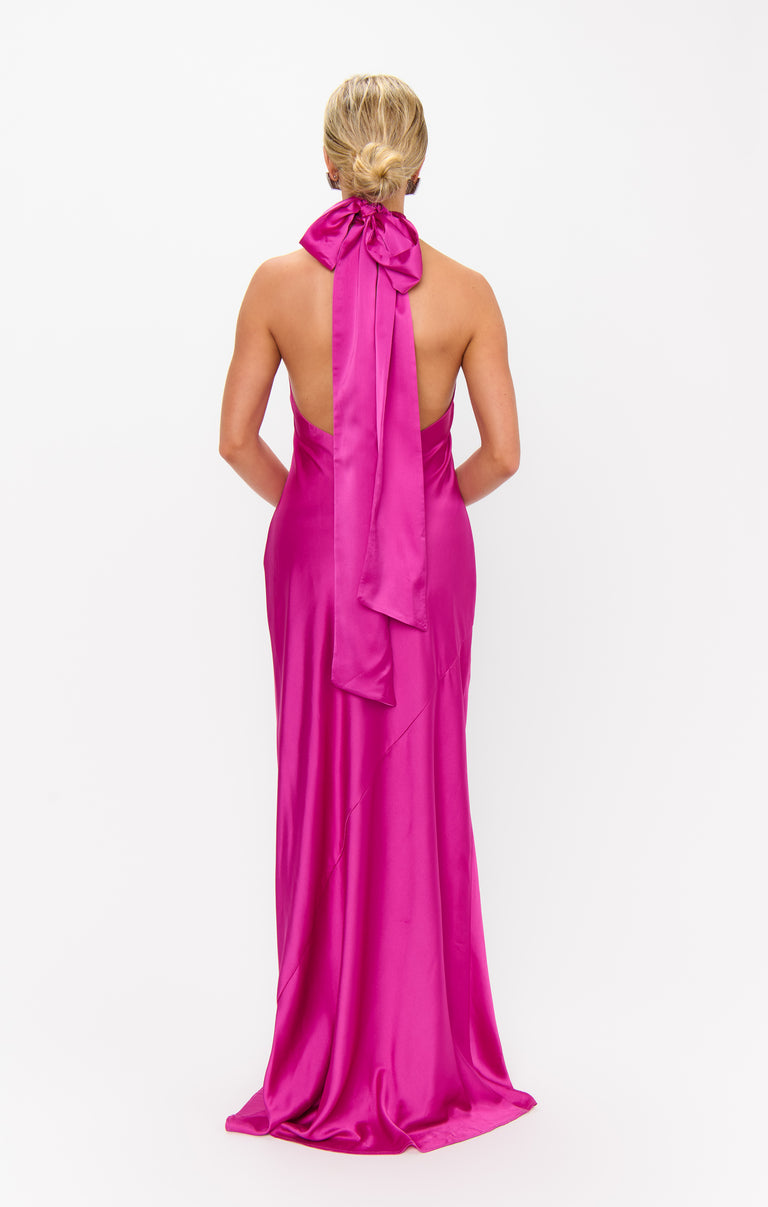 odyssa halter maxi dress magenta Lisa Maxi Dress, in Rich Magenta Luxe Satin, Size: Small | Show Me Your Mumu