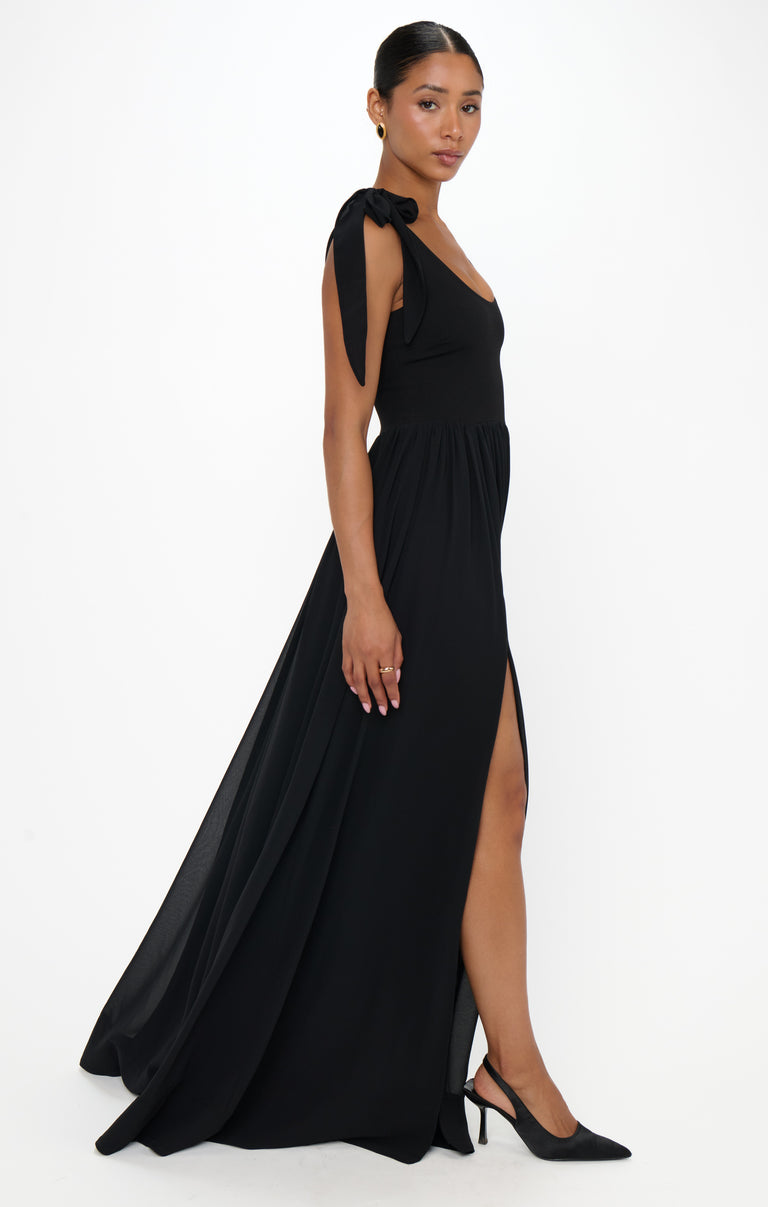 fitted lace wedding dress Harper Maxi Dress, in Black Chiffon | Show Me Your Mumu