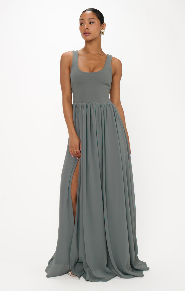 Harper Maxi Dress, in Deep Sage Chiffon | Show Me Your Mumu