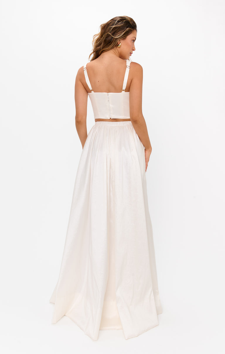 Vivianna Maxi Skirt ~ White Taffeta – Show Me Your Mumu