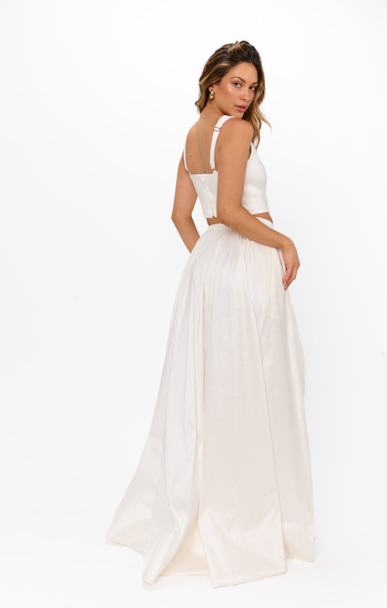 Vivianna Maxi Skirt ~ White Taffeta – Show Me Your Mumu