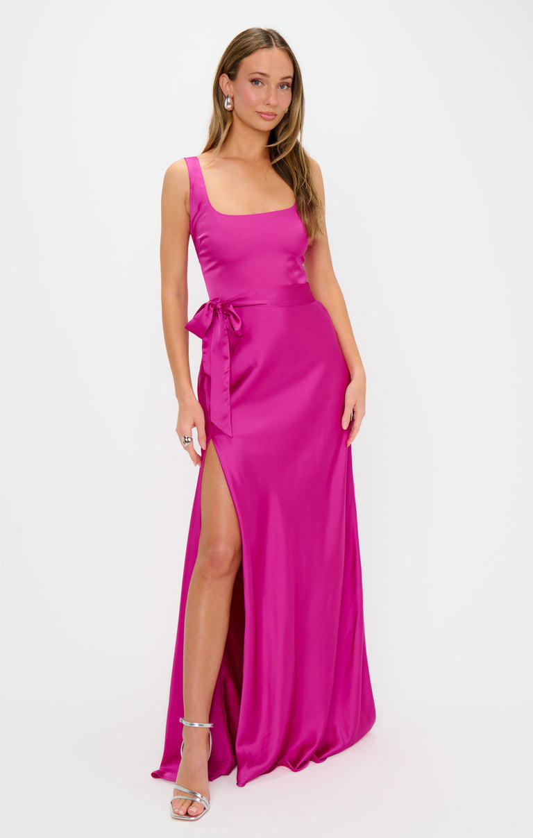 Lana Maxi Dress, in Rich Magenta Luxe Satin | Show Me Your Mumu | Bridesmaid Dresses & Wedding Attendee Dress Lana Maxi Dress, in Rich Magenta Luxe Satin | Show Me Your Mumu | Bridesmaid Dresses & Wedding Attendee Dress