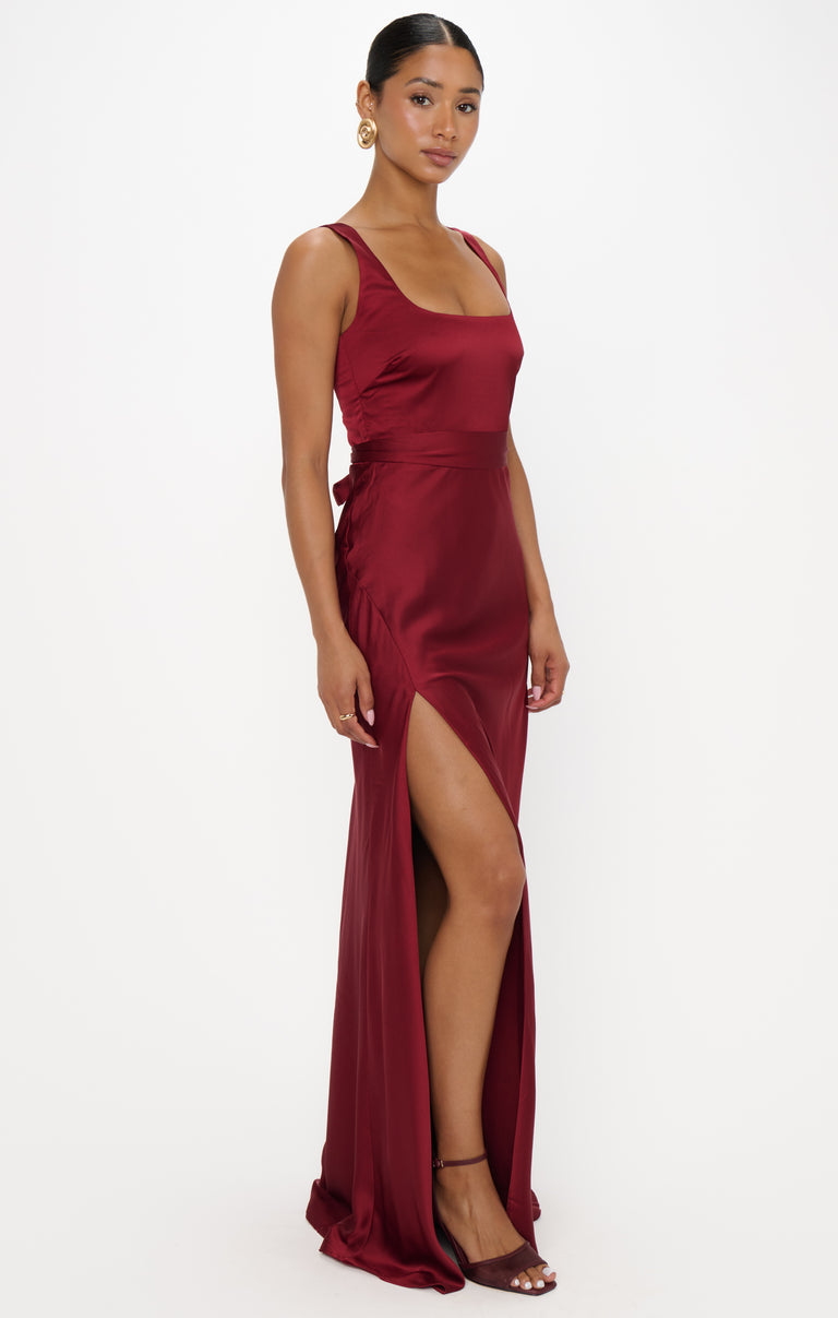 Lana Maxi Dress, in Cranberry Luxe Satin | Show Me Your Mumu