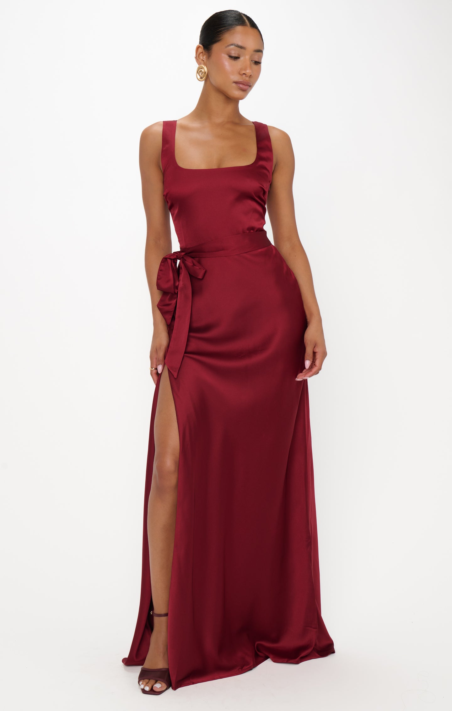 Lana Maxi Dress ~ Cranberry Luxe Satin – Show Me Your Mumu
