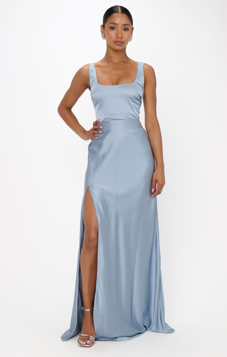 Lana Maxi Dress, in Steel Blue Luxe Satin | Show Me Your Mumu