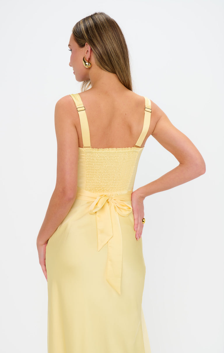 lana maxi dress yellow Lana Maxi Dress, in Pale Yellow Luxe Satin, Size: Large | Show Me Your Mumu