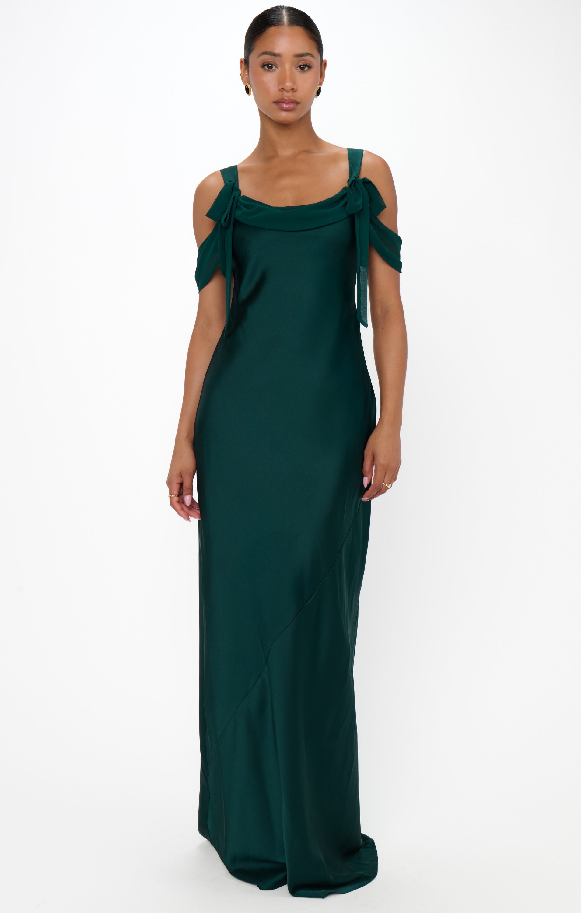 Bella Maxi Dress, in Deep Emerald Luxe Satin, Size: Small | Show Me Your Mumu | Bridesmaid Dresses & Wedding Attendee Dress