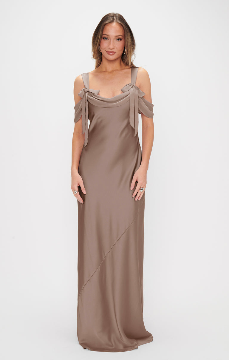 Bella Maxi Dress, in Dune Luxe Satin, Size: Xs | Show Me Your Mumu