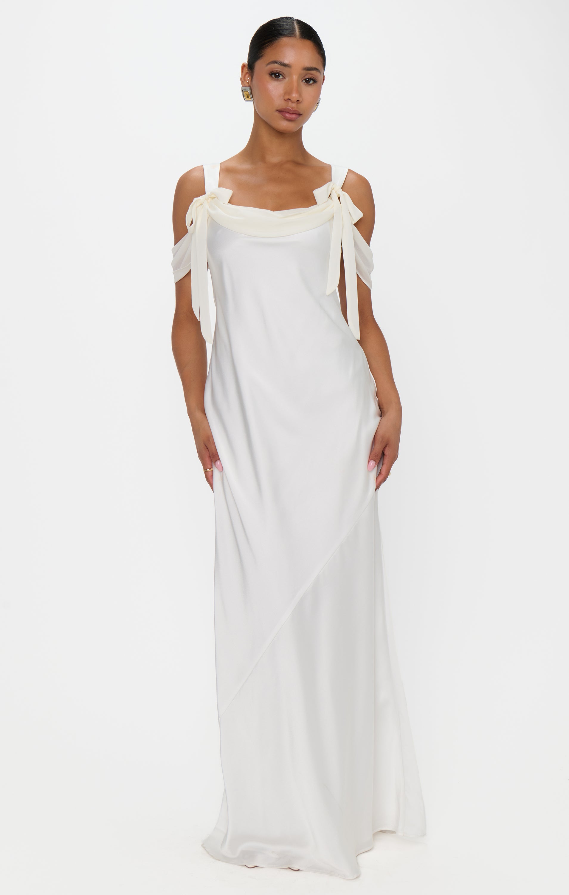 Bella Maxi Dress, in Ivory Luxe Satin, Size: XL | Show Me Your Mumu