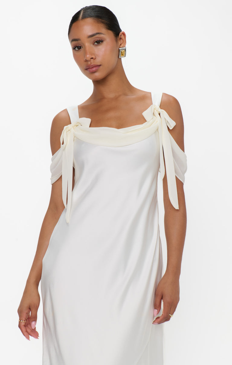 Bella Maxi Dress, in Ivory Luxe Satin, Size: XL | Show Me Your Mumu