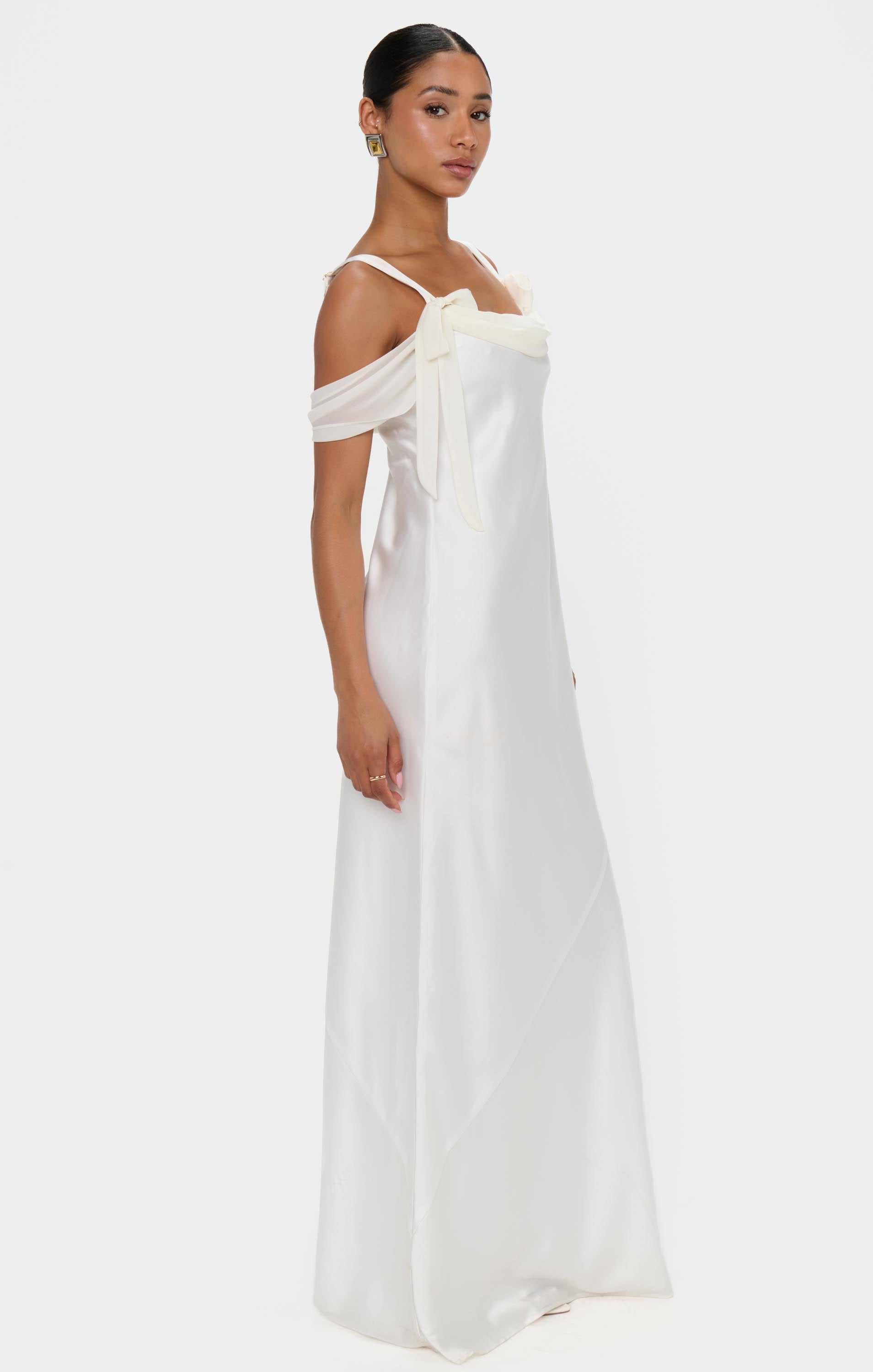 belle satin maxi dress Bella Maxi Dress, in Ivory Luxe Satin, Size: 2XL | Show Me Your Mumu