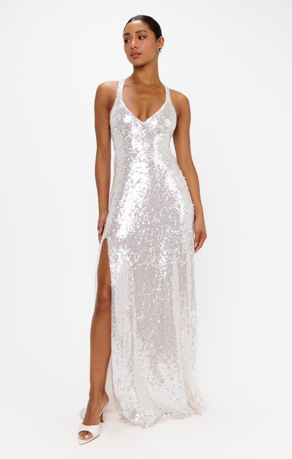 Anderson Maxi Dress, in Ivory Shimmery Sequins, Size: Medium