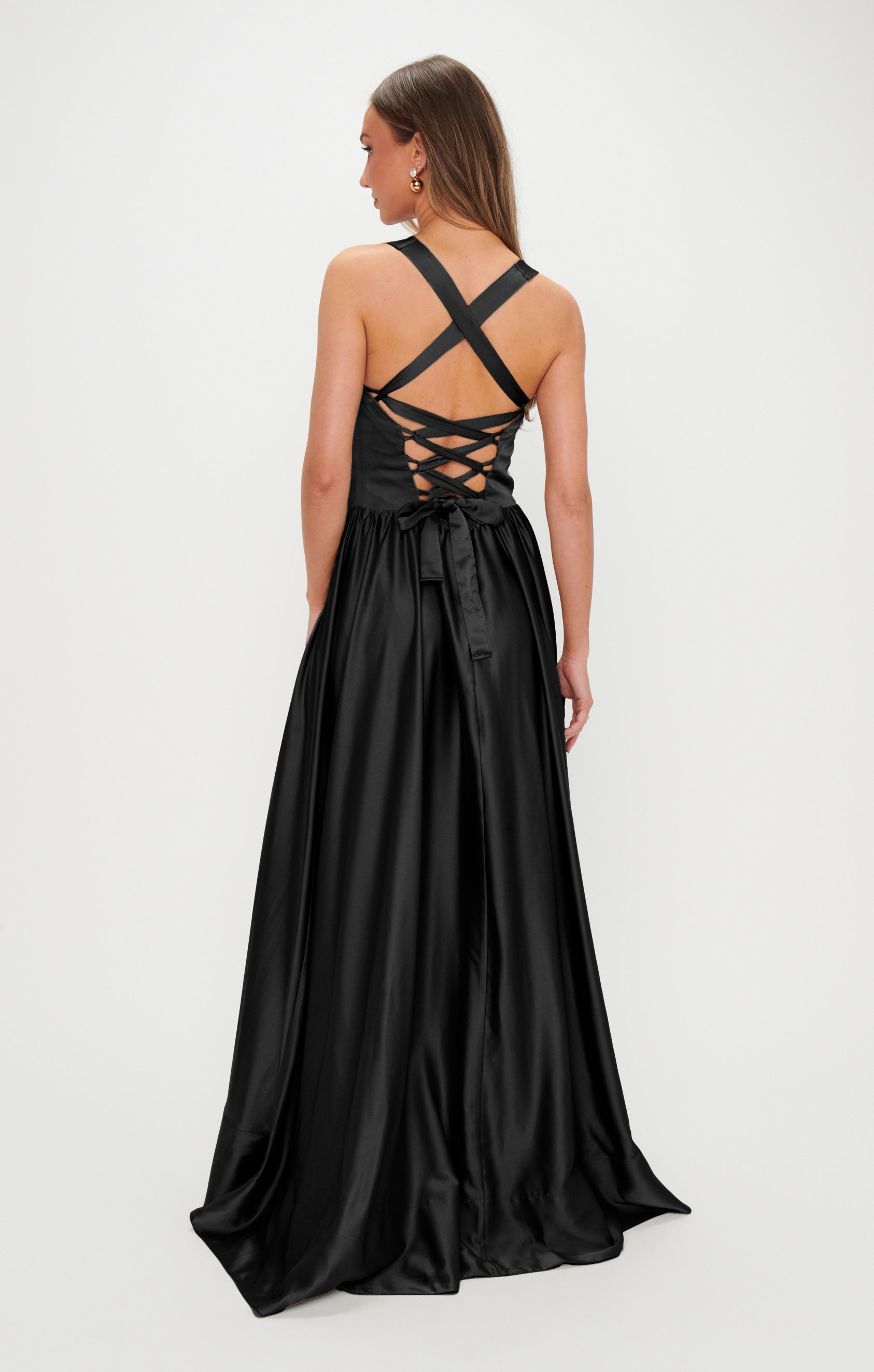 arnhem abigail maxi dress Abigail Maxi Dress, in Black Luxe Satin, Size: Small | Show Me Your Mumu