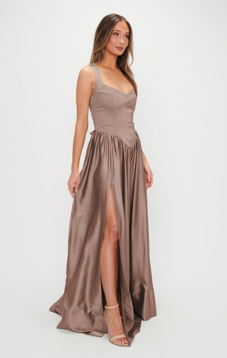 dune luxe satin bridesmaid dresses Abigail Maxi Dress, in | Show Me Your Mumu this flattering maxi has