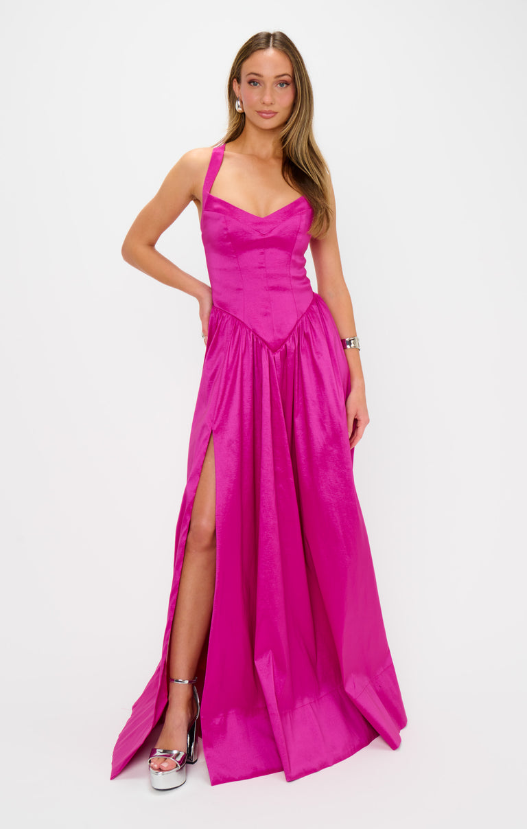 Abigail Maxi Dress, in Rich Magenta Taffeta, Size: XL | Show Me Your Mumu