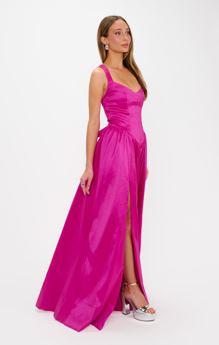Abigail Maxi Dress, in Rich Magenta Taffeta, Size: XL | Show Me Your Mumu