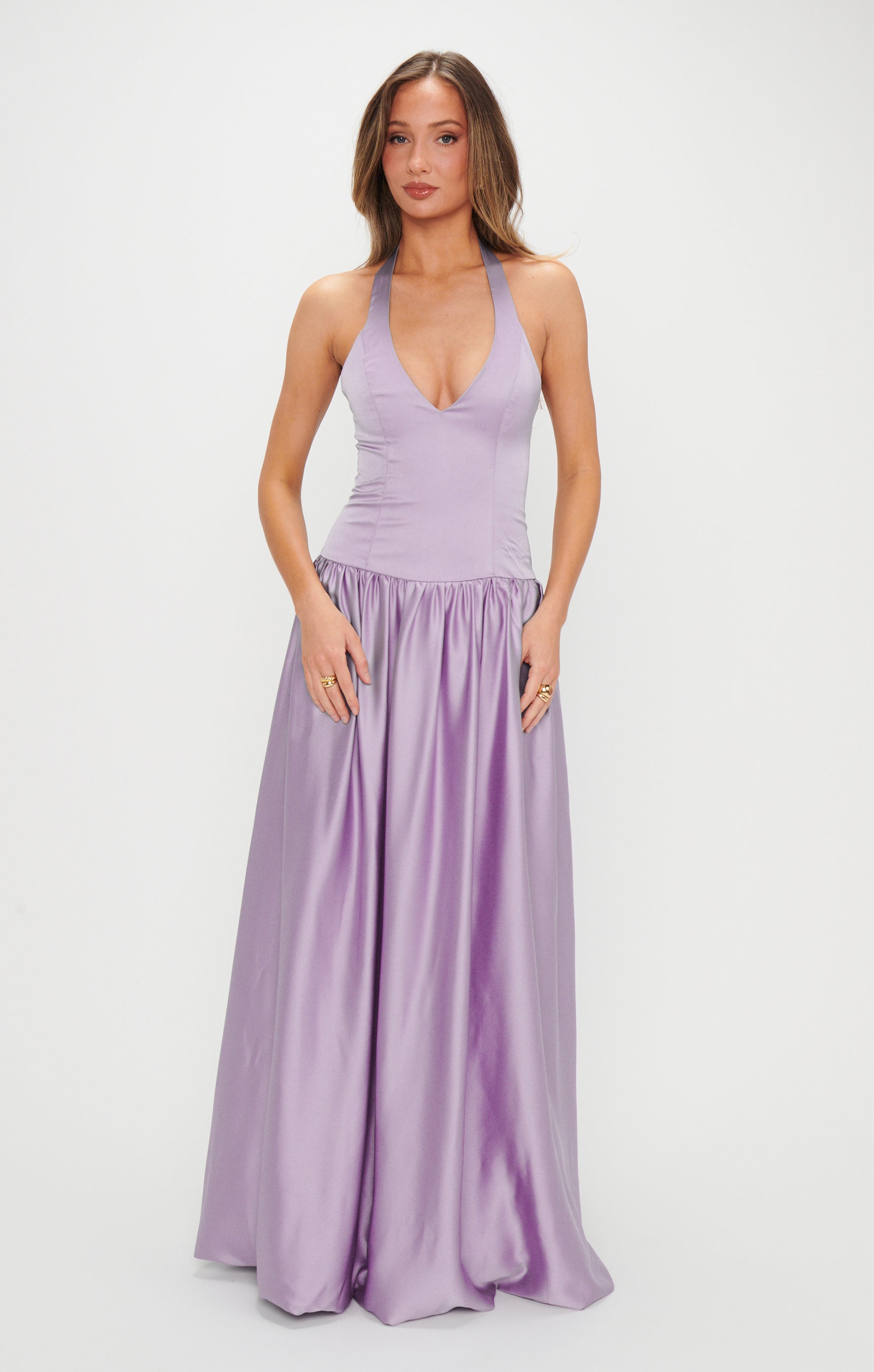 Eliza Maxi Dress, in Lavender Luxe Satin, Size: 2XL | Show Me Your Mumu