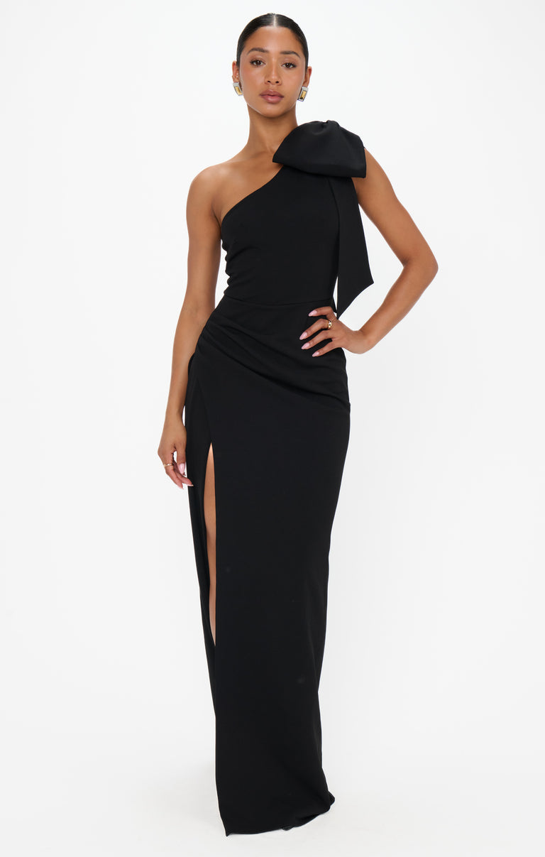 Bliss Bow Dress, in Black Stretch, Size: 2XL | Show Me Your Mumu