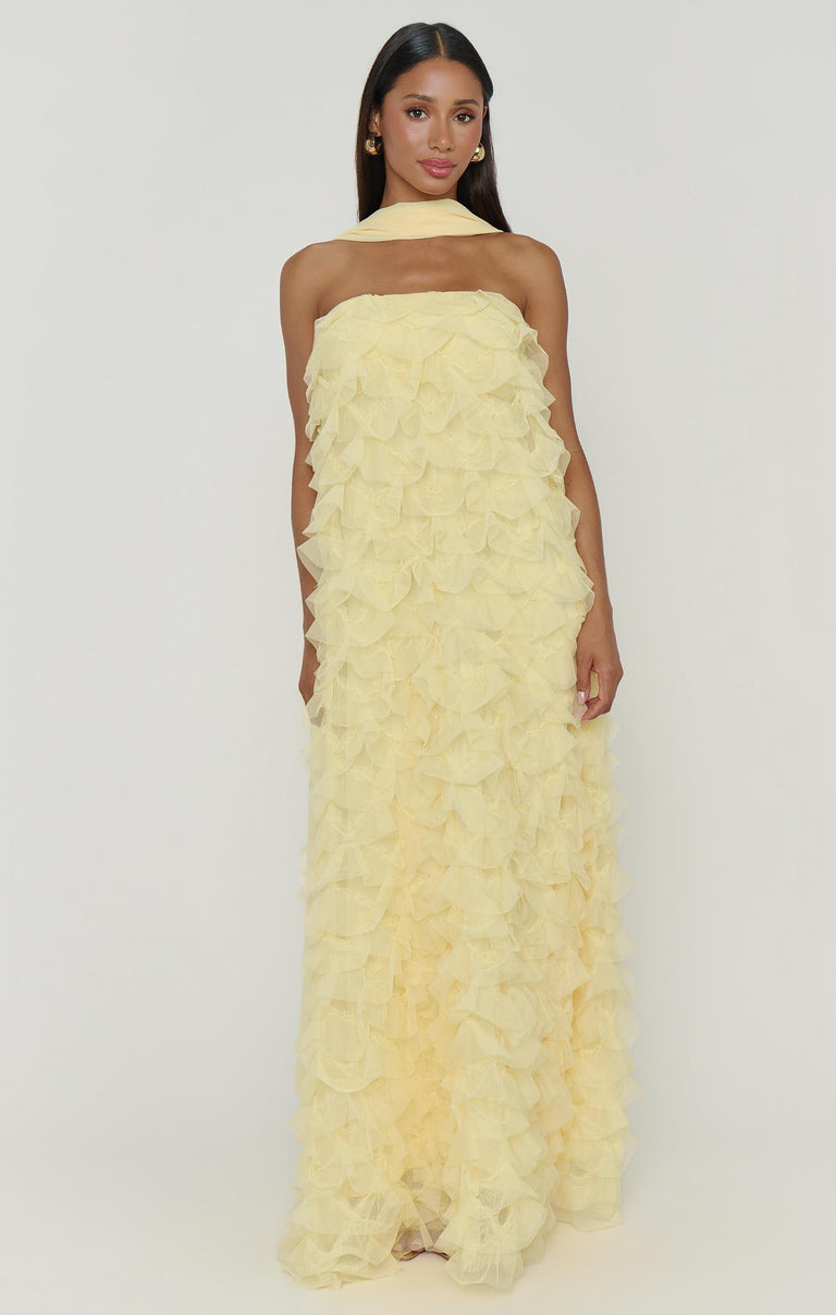 show me your mumu yellow dress Enchanted Dress, in Pale Yellow Ruffle Tulle, Size: Small | Show Me Your Mumu