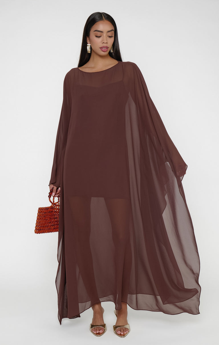 religion olsen maxi dress Dress, in Chocolate Chiffon, Size: Large | Show Me Your Mumu Restock Women's Swing Dresses | like the dress Color:DELICATE FOREST PINK