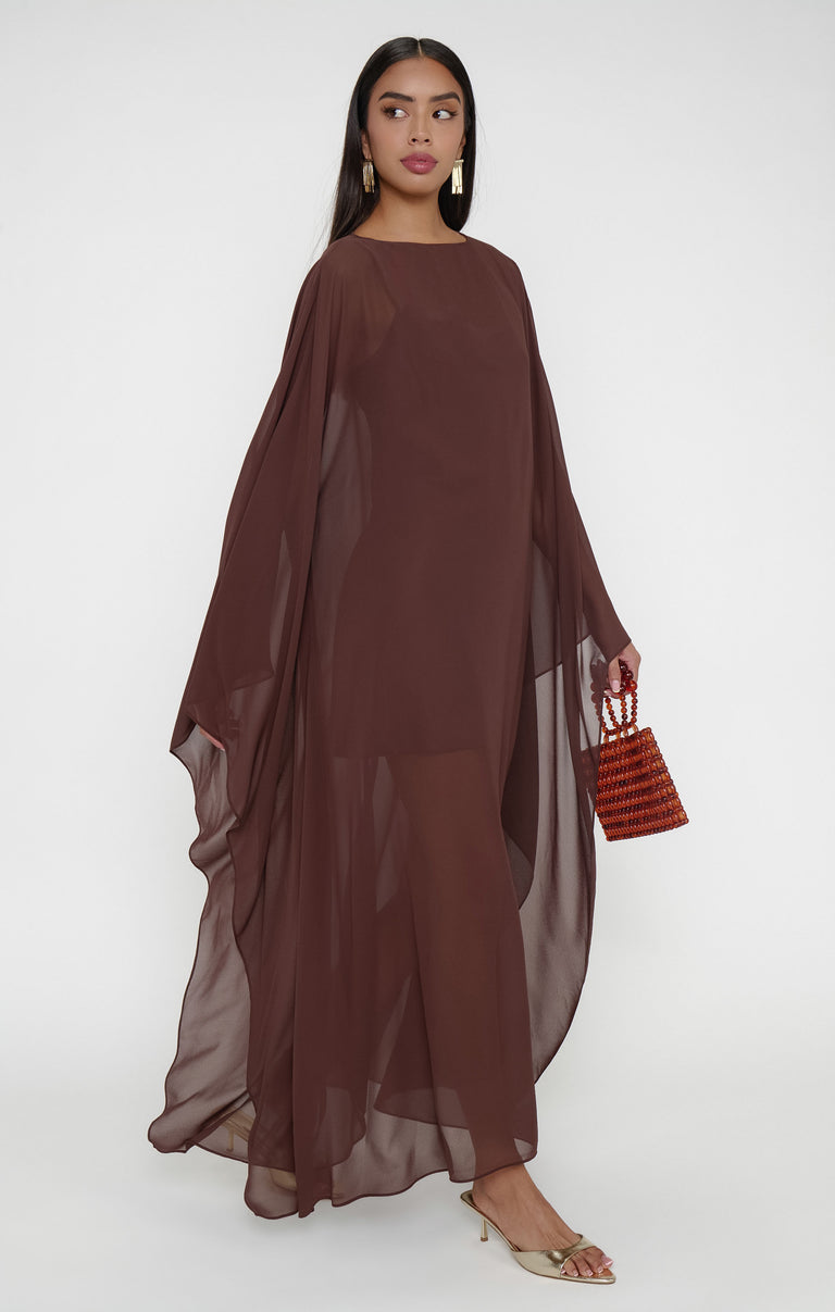 Olsen Maxi Dress, in Chocolate Chiffon, Size: Large | Show Me Your Mumu