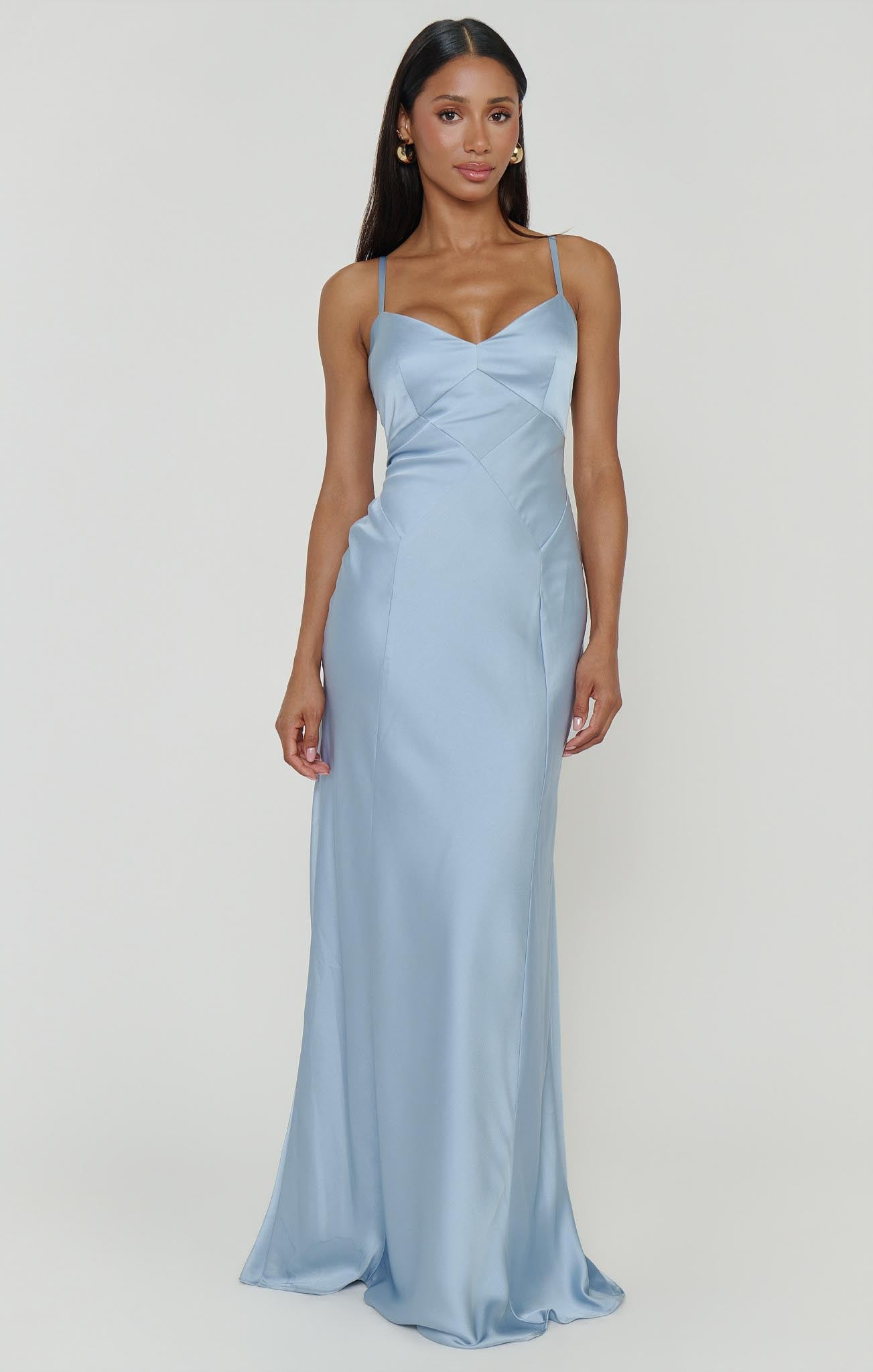 Logan Dress ~ Steel Blue Luxe Satin – Show Me Your Mumu