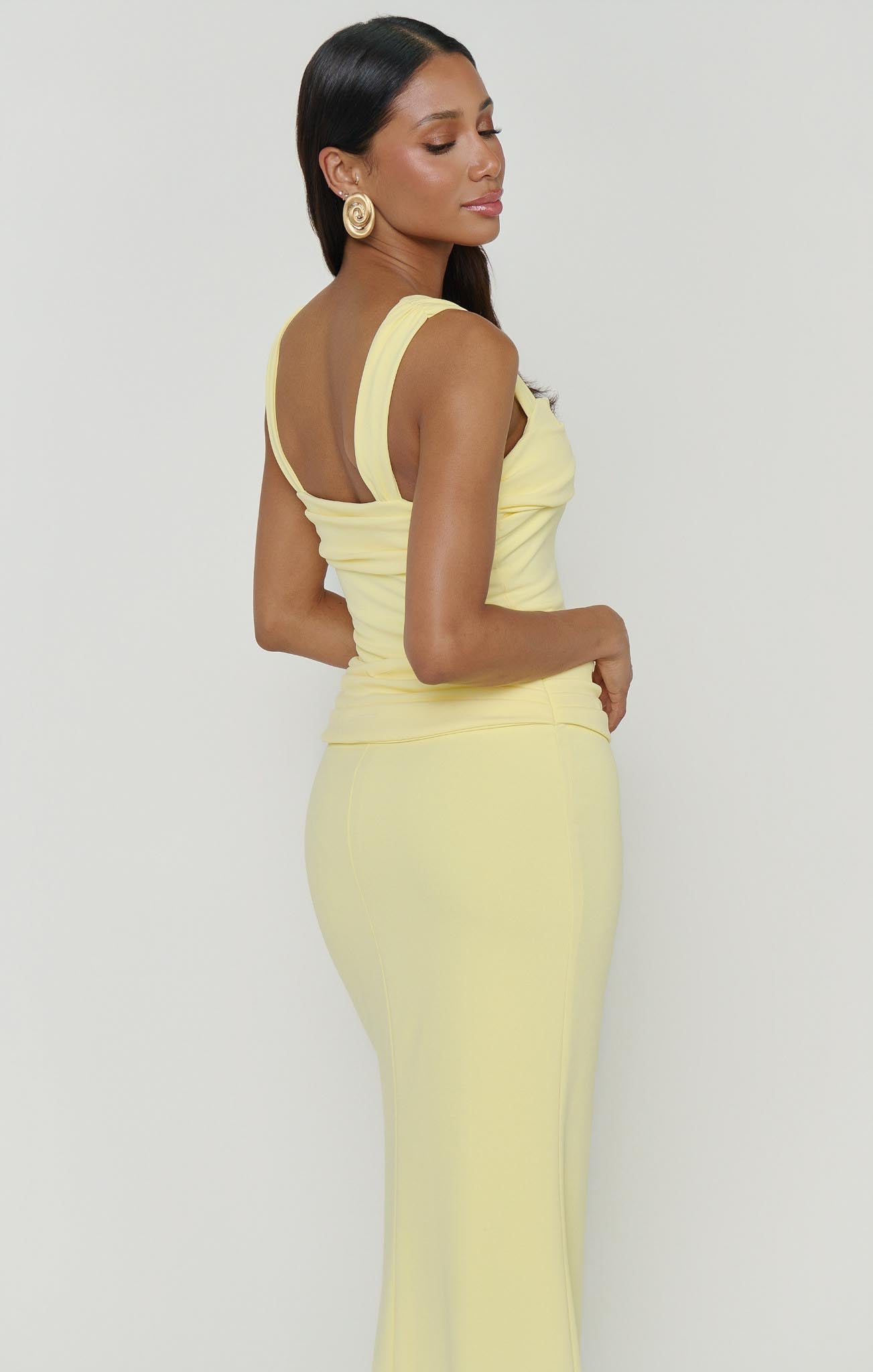 Danielle Maxi Dress, in Pale Yellow Stretch, Size: XL | Show Me Your Mumu Danielle Maxi Dress, in Pale Yellow Stretch, Size: XL | Show Me Your Mumu