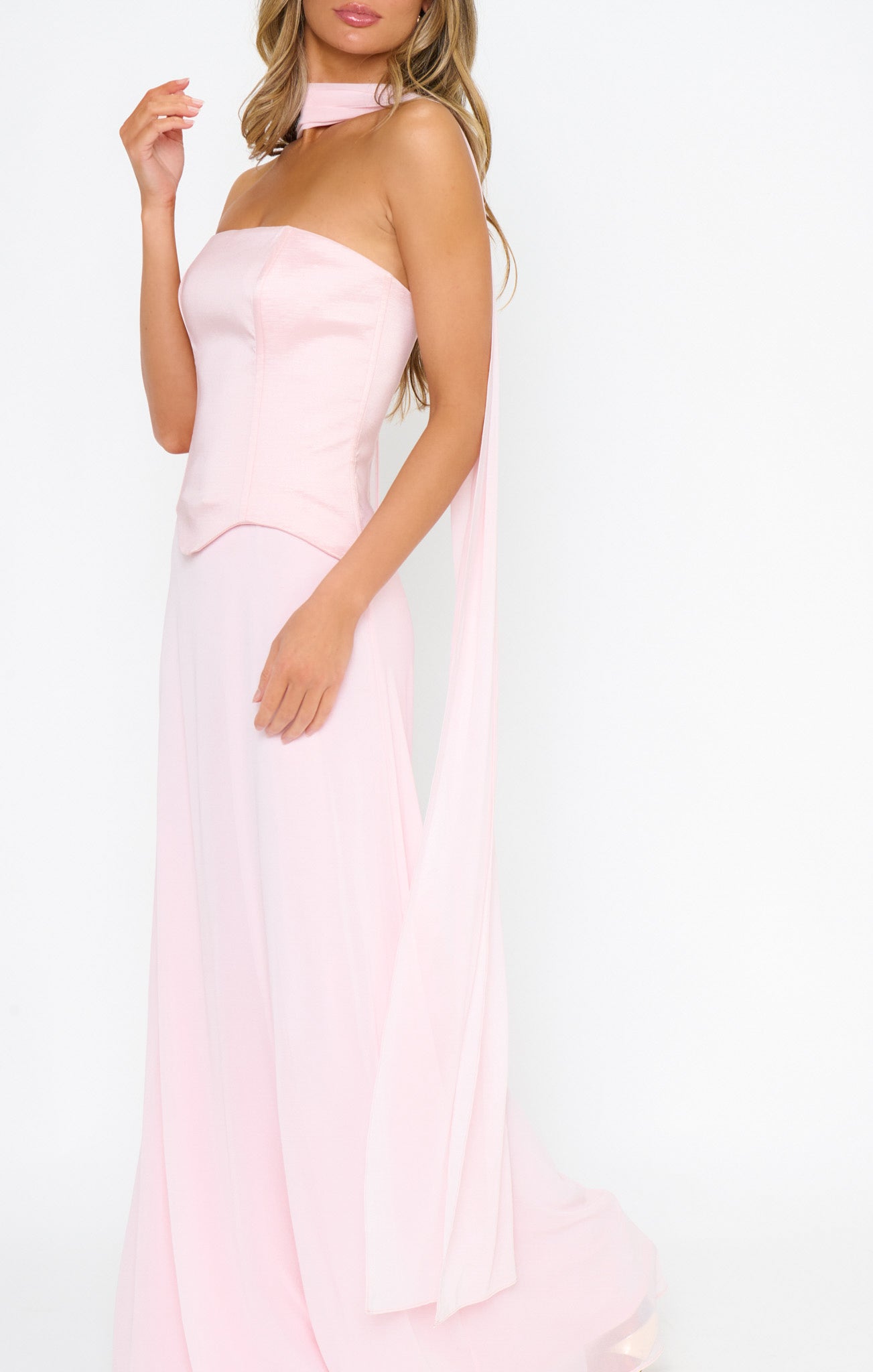 emerson off the shoulder drama maxi dress Jules Maxi Dress, in Powder Pink, Size: 2XL | Show Me Your Mumu