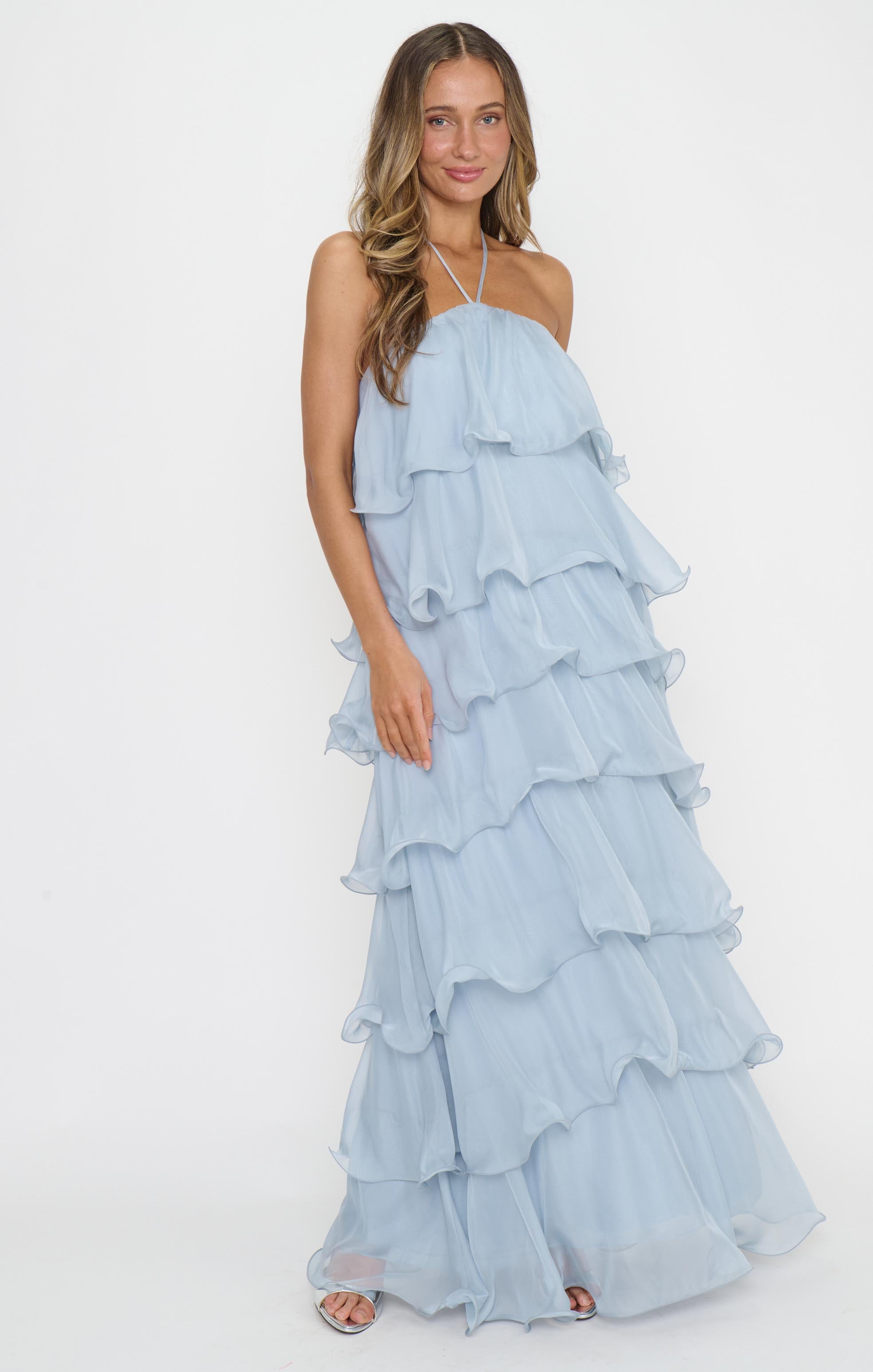 Kelsey Maxi Dress, in Steel Blue Chiffon, Size: XL | Show Me Your Mumu | Bridesmaid Dresses & Wedding Attendee Dress