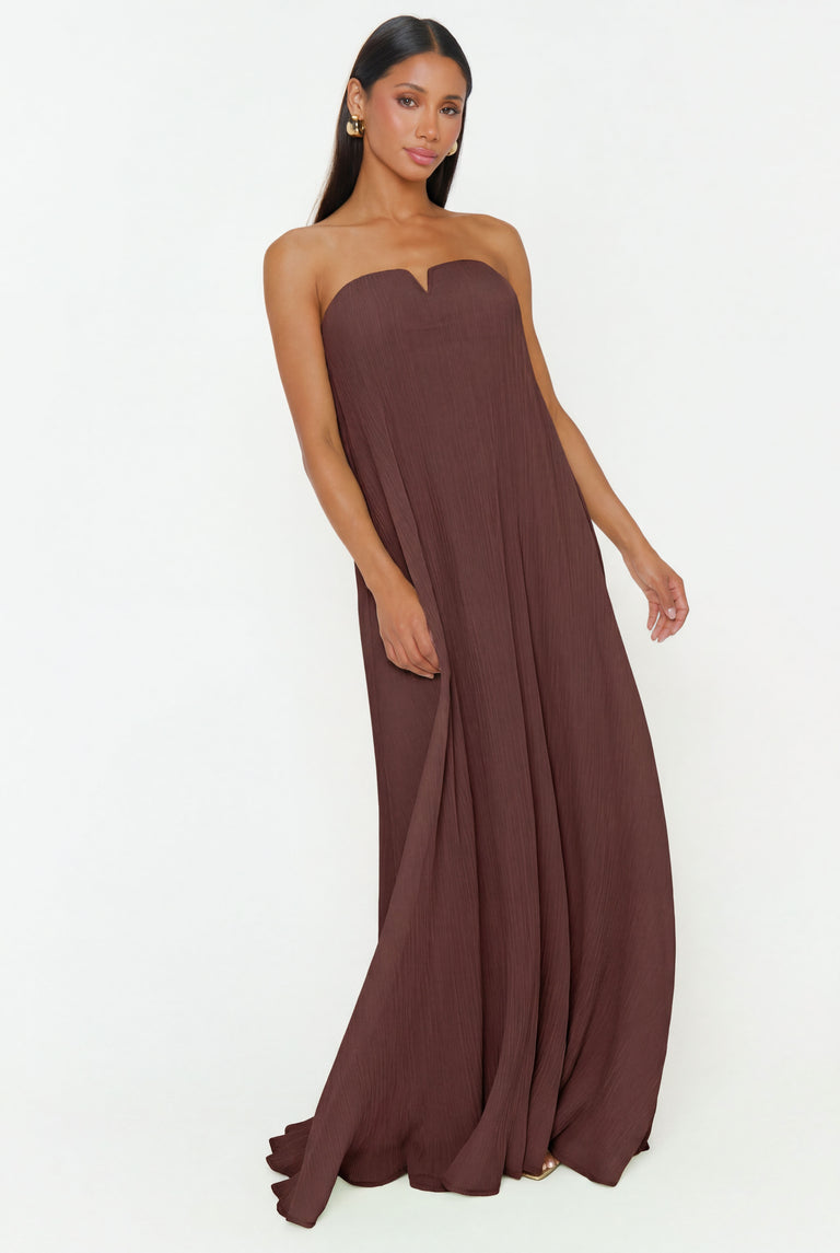 Athena Maxi Dress ~ Chocolate Pleated Chiffon – Show Me Your Mumu