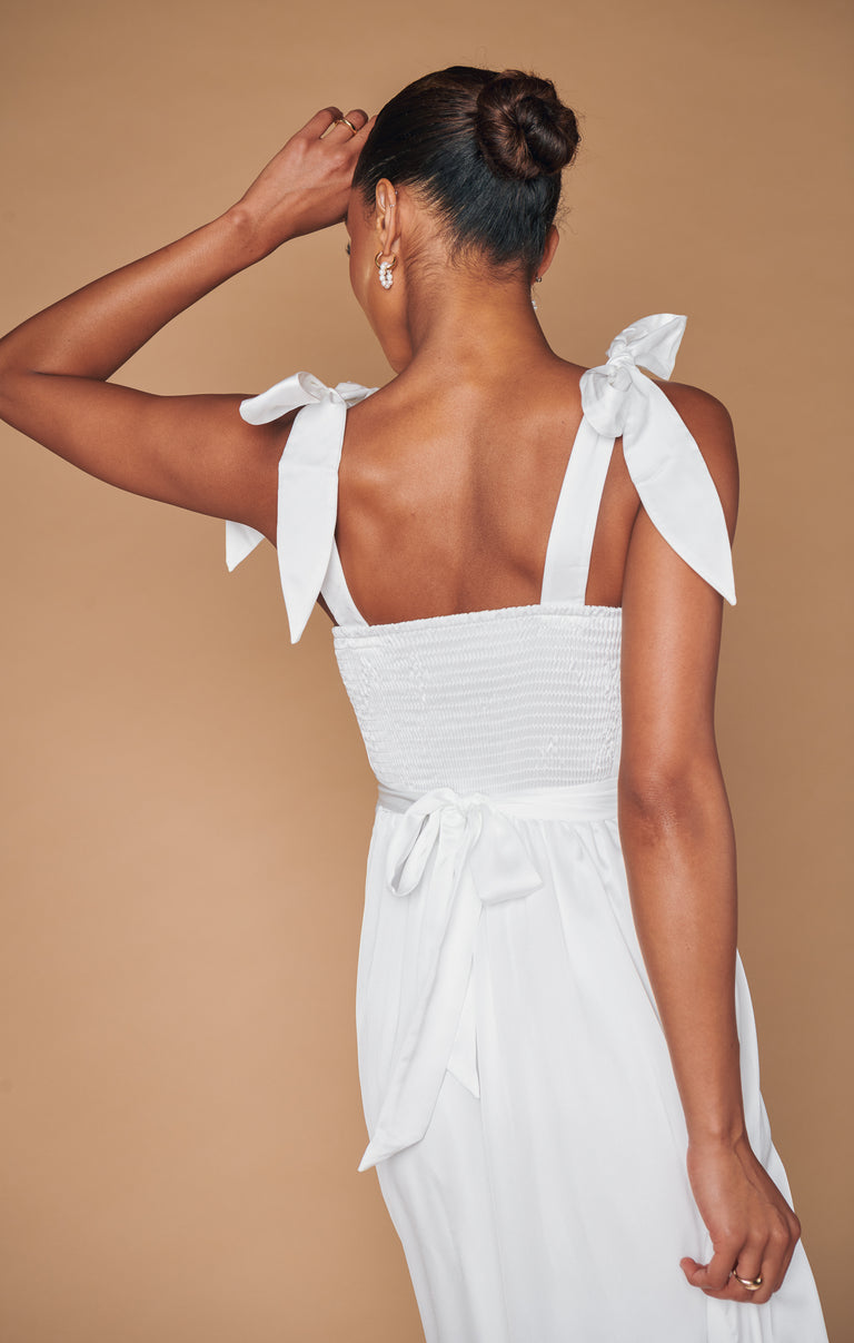 Show Me Your Mumu Garden Midi Dress Luxe Satin Women's Clothing Ivory : XL