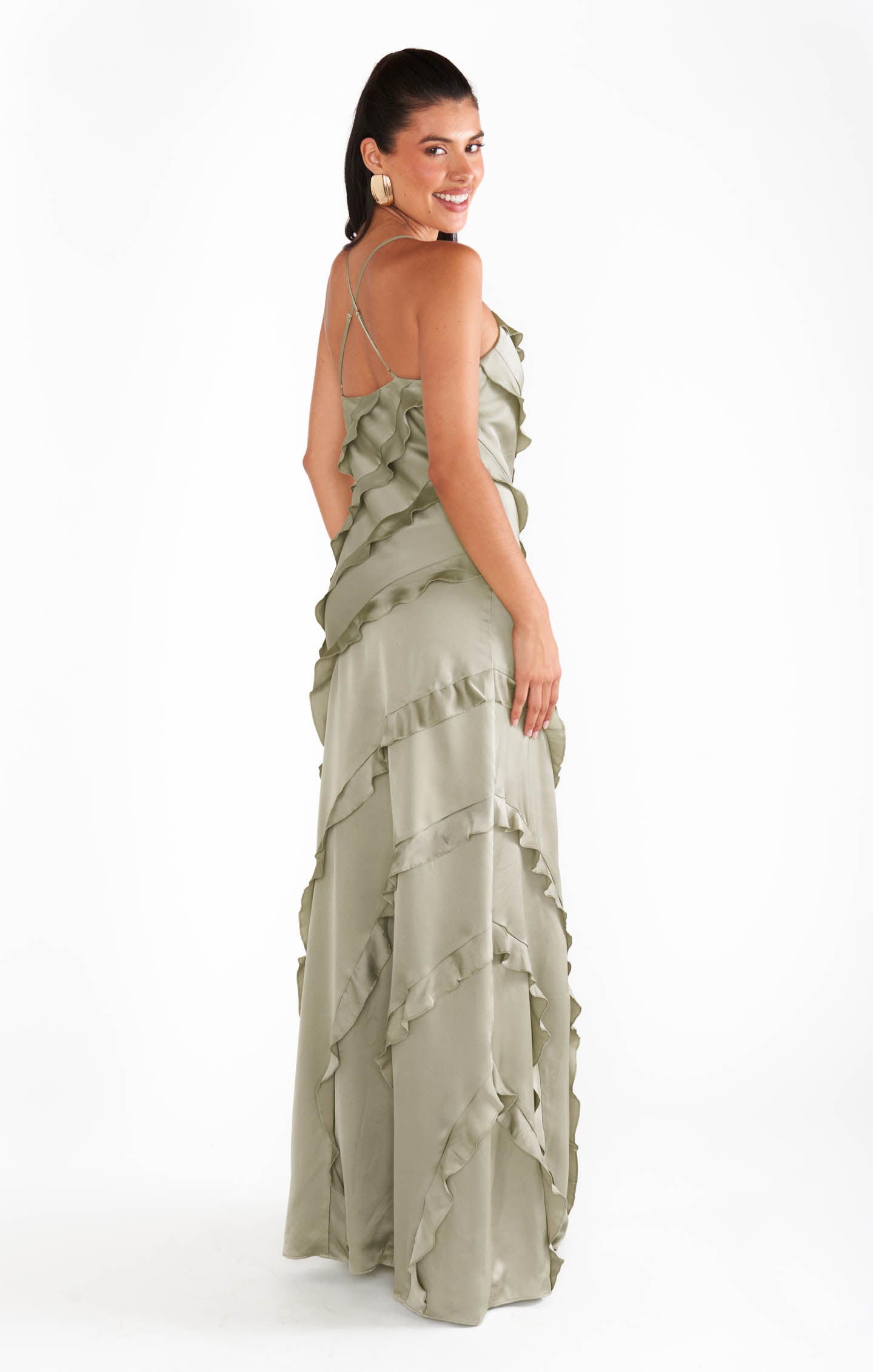 Romance Ruffle Dress, in Moss Green Luxe Satin, Size: Medium | Show Me Your Mumu | Bridesmaid Dresses & Wedding Attendee Dress Romance Ruffle Dress, in Moss Green Luxe Satin, Size: Medium | Show Me Your Mumu | Bridesmaid Dresses & Wedding Attendee Dress