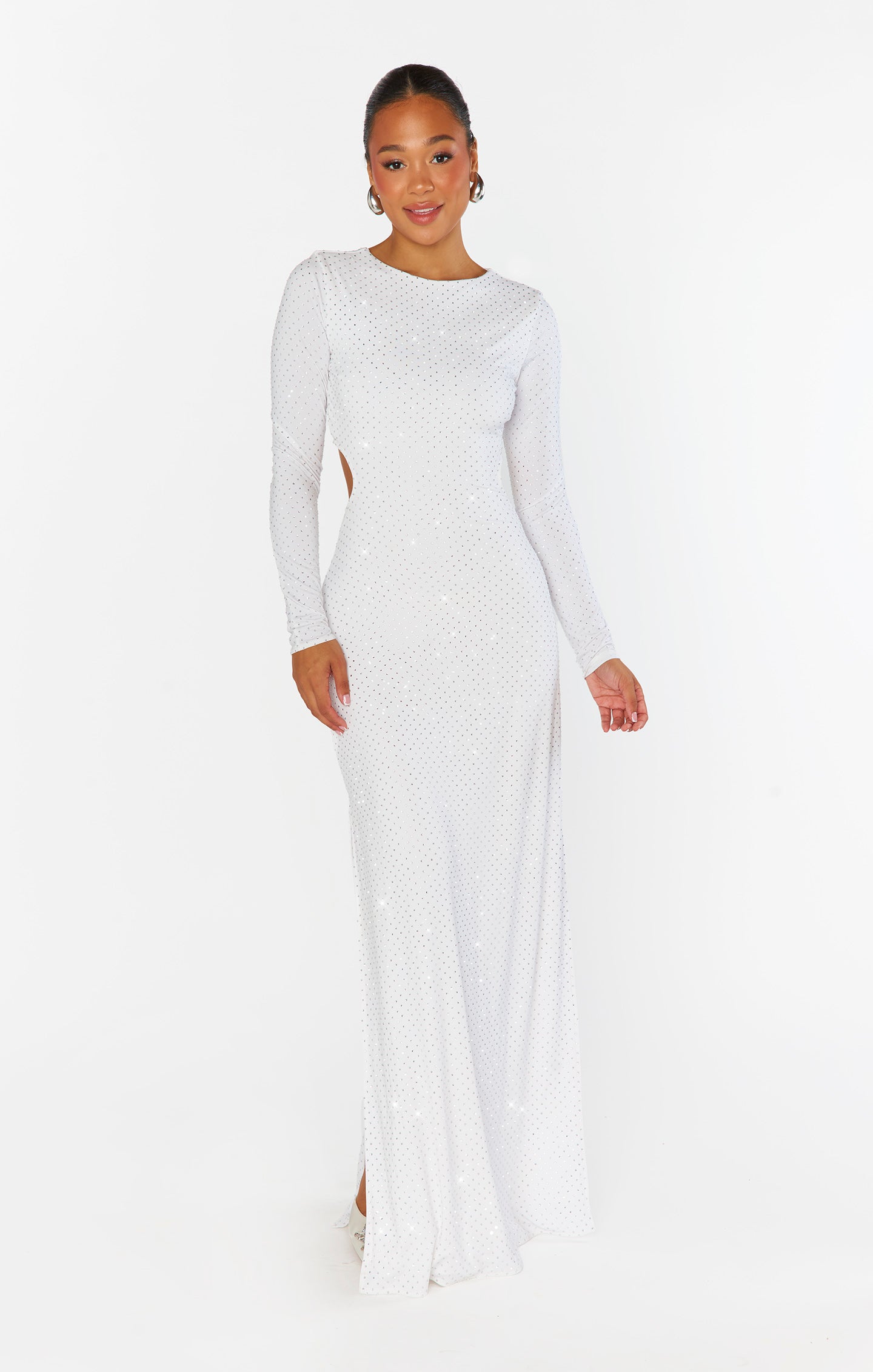 The Sleek Maxi Dress ~ White Rhinestone Spandy  Show Me Your Mumu