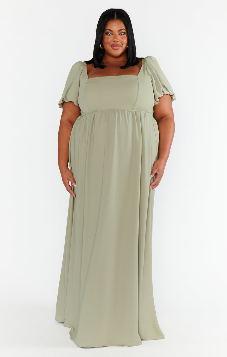 Nora Maxi Dress ~ Moss Green Crisp – Show Me Your Mumu