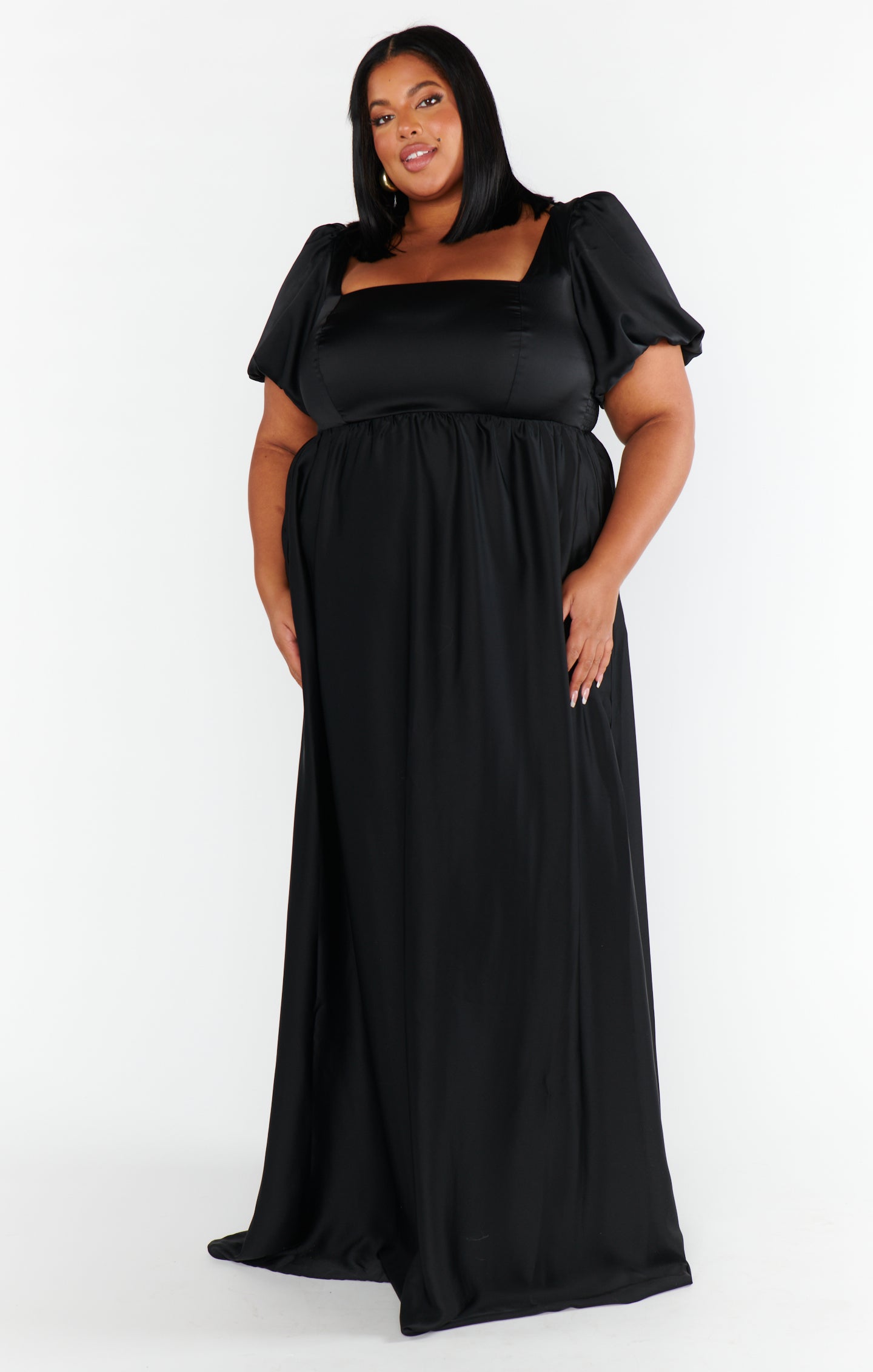 Nora Maxi Dress, in Black Luxe Satin, Size: 2X | Show Me Your Mumu